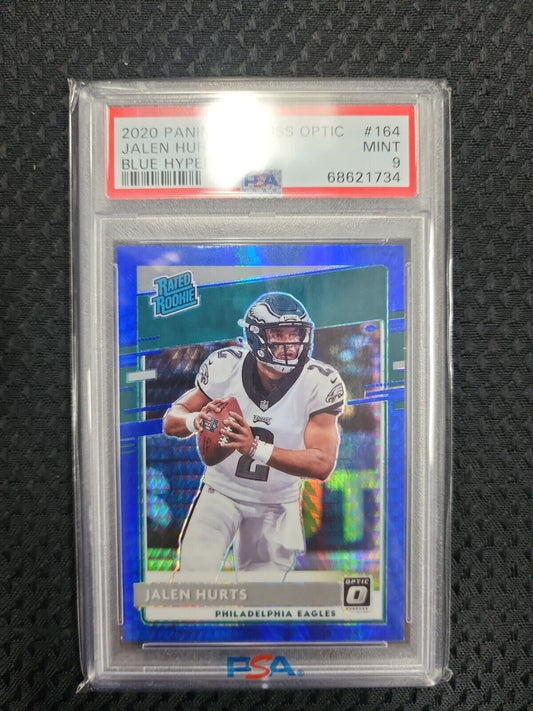 2020 Panini Donruss Optic Jalen Hurts Blue Hyper Rookie  RC PSA 9 Eagles