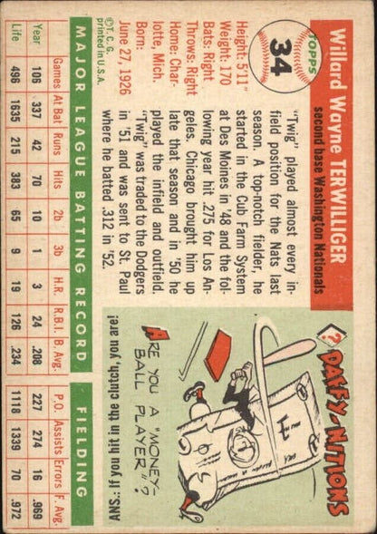 1955 Topps #34 Wayne Terwilliger - NM