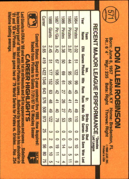 1989 Donruss #571 Don Robinson DP - NM