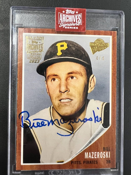 2023 Topps Archives Signature Series HOF Bill Mazeroski Auto 4/4 bookend Pirates