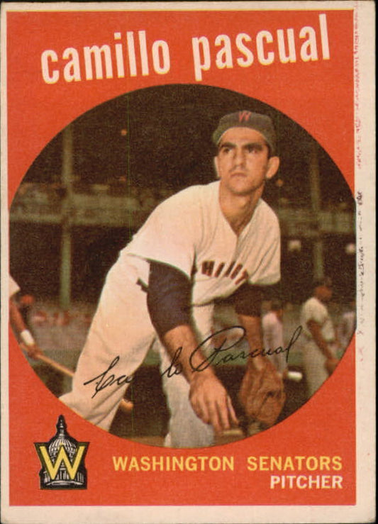 1959 Topps #413 Camilo Pascual UER Listed as Camillo on front and Pasqual  Vg+