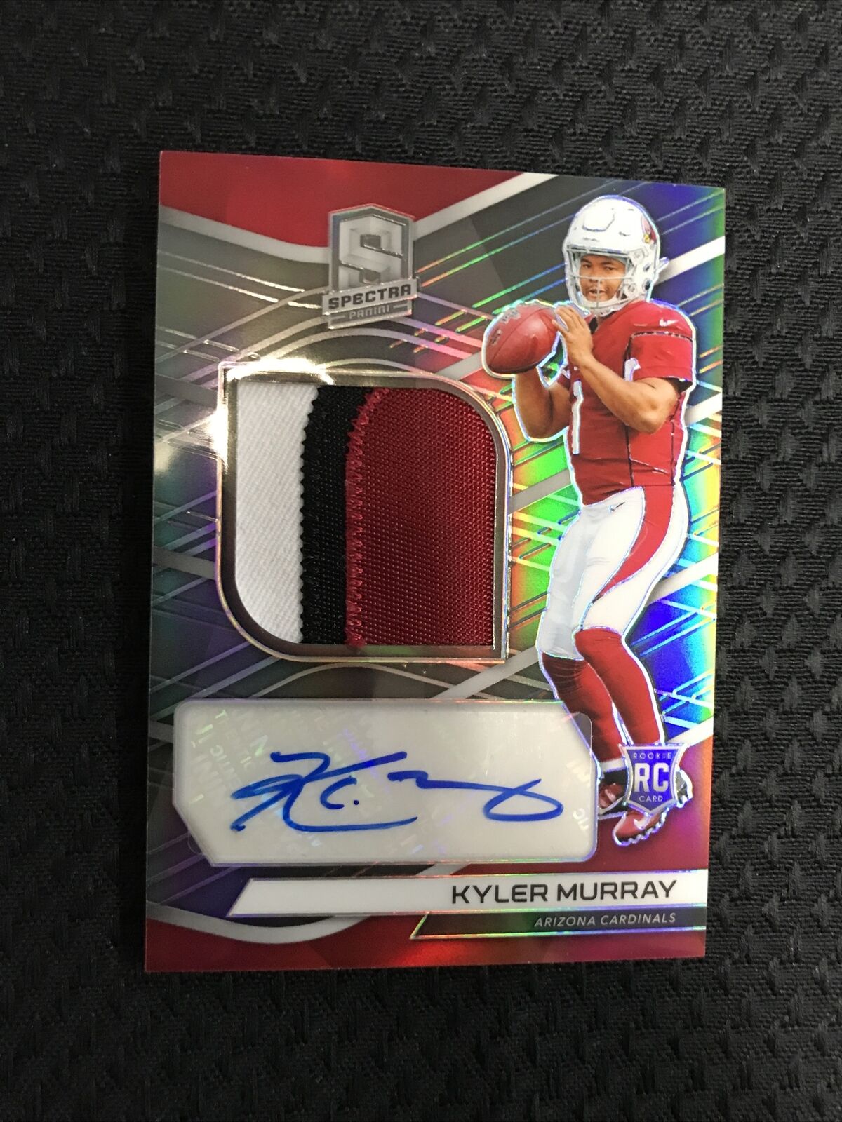 Kyler Murray 2019 Panini Spectra Silver Prizm Auto #/99 Jersey 3-Color Patch RC