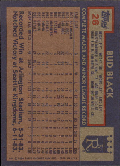 1984 Topps #26 Bud Black - NM