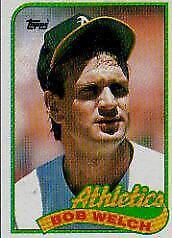 1989 Topps #605A Bob Welch ERR Missing line on back M.L. Pitching Record - NM-MT