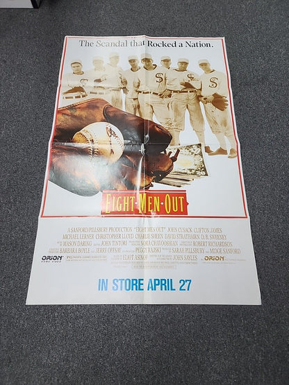EIGHT MEN OUT 1988 Movie Poster VHS Authentic 25x39 Charlie Sheen b