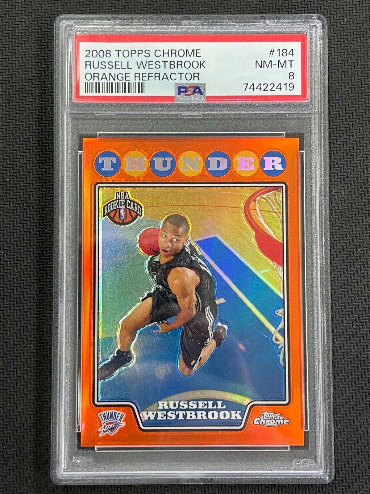 2008 Topps Chrome Russell Westbrook #184 Orange Refractor RC #'d/499 PSA 8 NM-MT