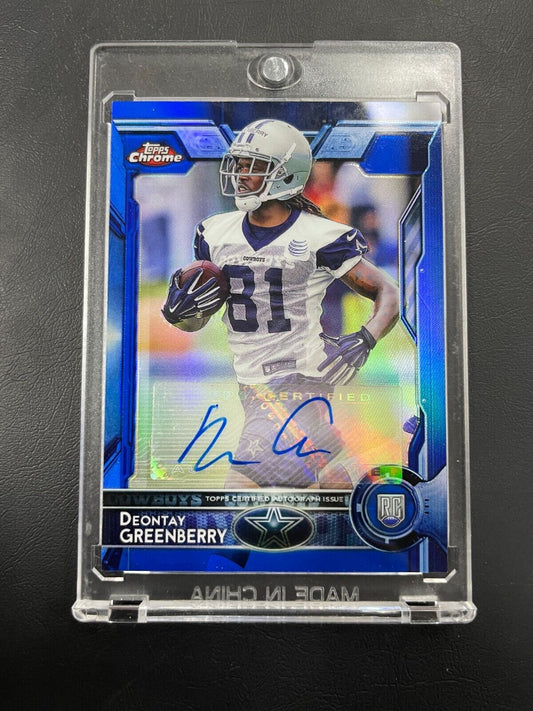 2015 Topps Chrome Rookies Blue Refractor /50 Deontay Greenberry Rookie Auto RC