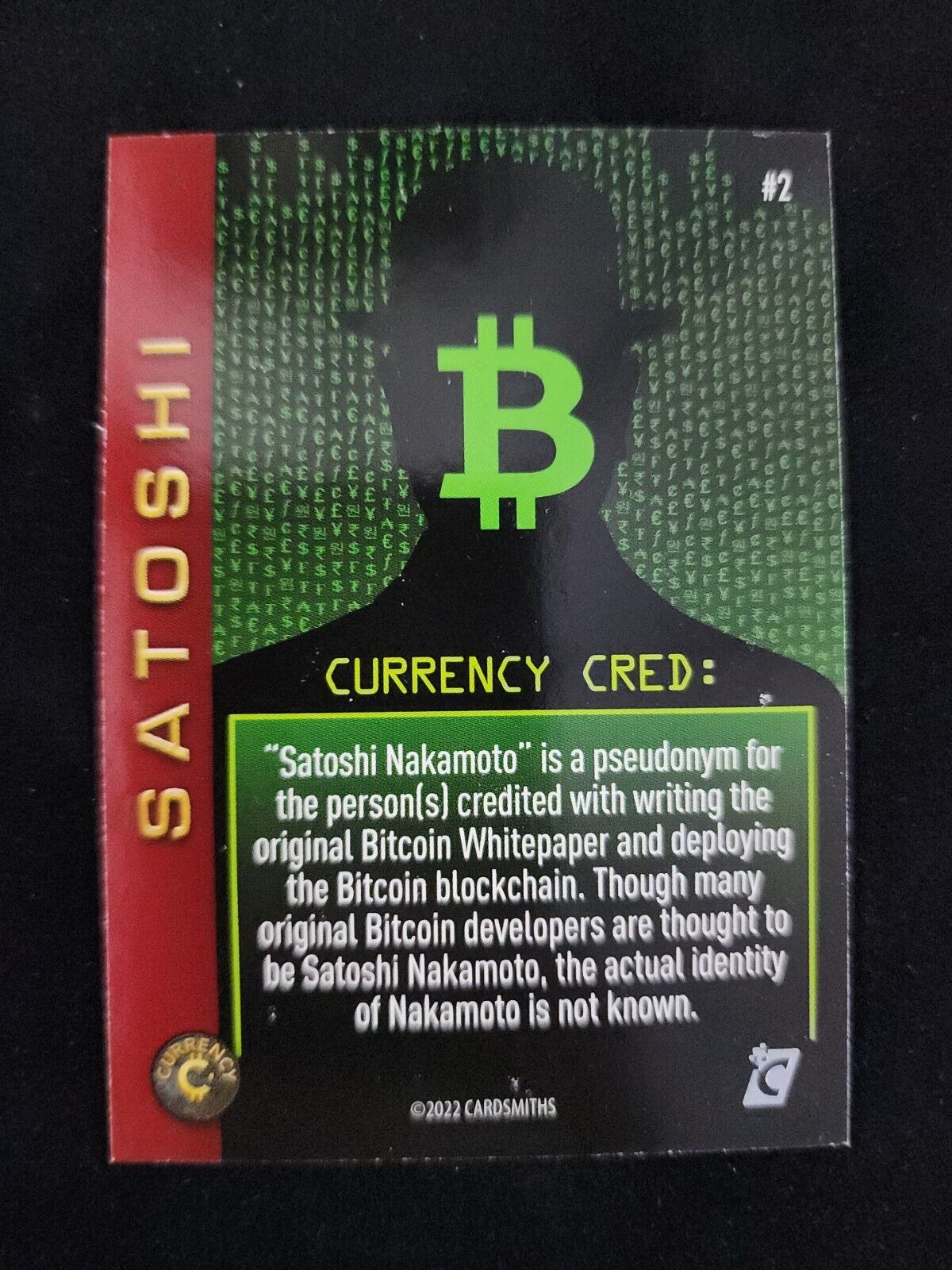 2022 Cardsmiths Currency Series 1 Satoshi  #2 - Bitcoin Crypto