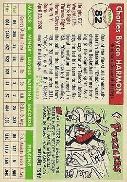 1955 Topps #82 Chuck Harmon - NM