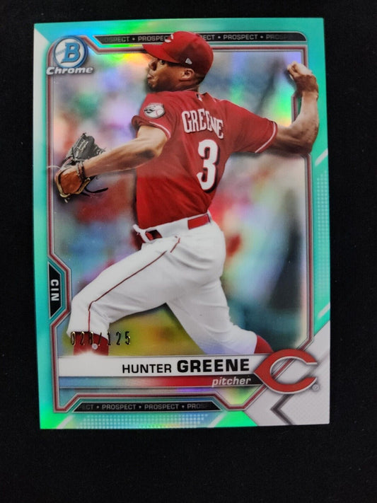Hunter Greene 2021 Bowman Chrome Aqua Refractor /125 Cincinnati Reds #BCP-127