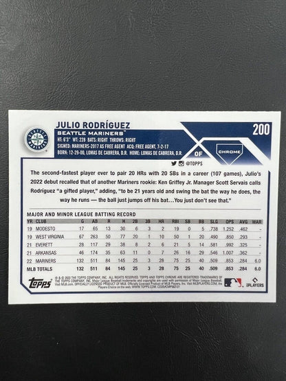2023 Topps Chrome Julio Rodriguez Negative Refractor Rookie Cup #200 Mariners J
