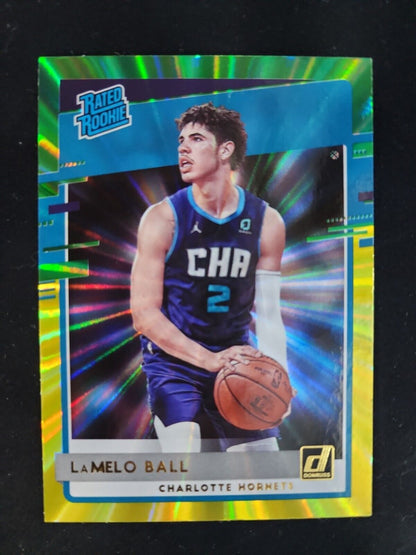 2020-21 Donruss Holo LaMelo Ball RATED ROOKIE #202 Green/Yellow Laser