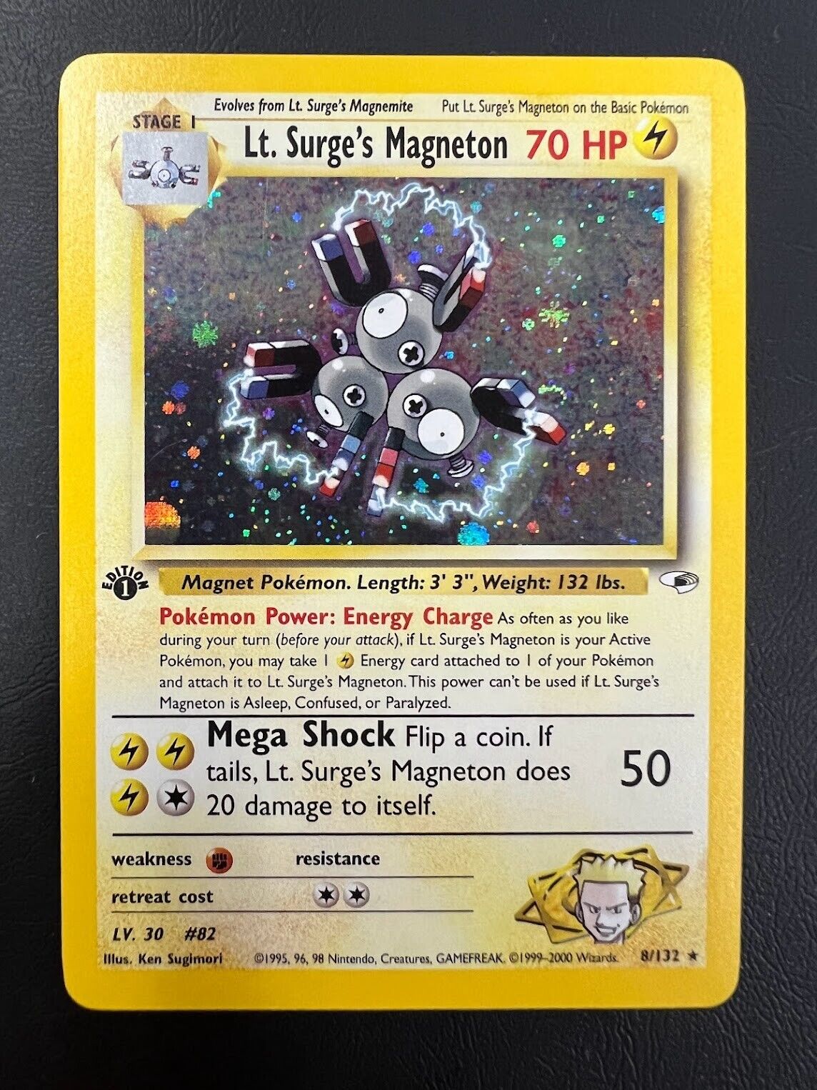 Pokemon Card - Gym Heroes 8/132 - LT. SURGE'S MAGNETON Holo Rare Near Mint J