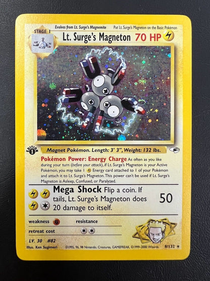 Pokemon Card - Gym Heroes 8/132 - LT. SURGE'S MAGNETON Holo Rare Near Mint J
