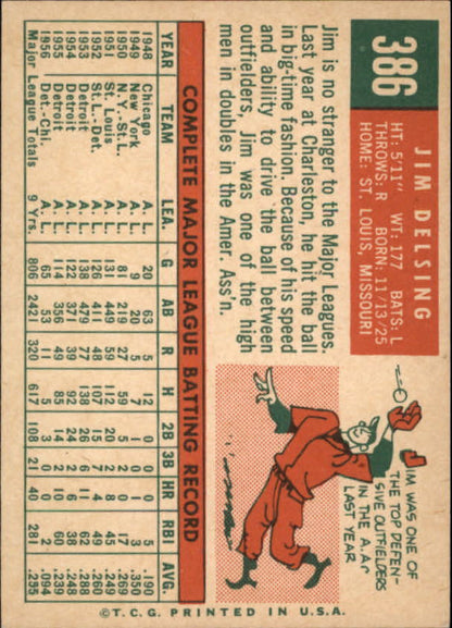 1959 Topps #386 Jim Delsing - NM