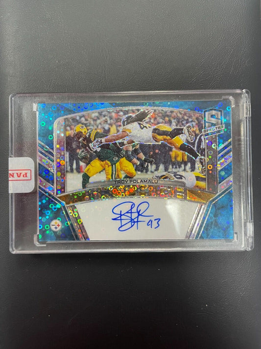 2020 Spectra Sky High Signitures Troy Polamalu Neon Blue Auto /5