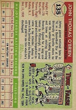 1955 Topps #135 Johnny O'Brien - NM