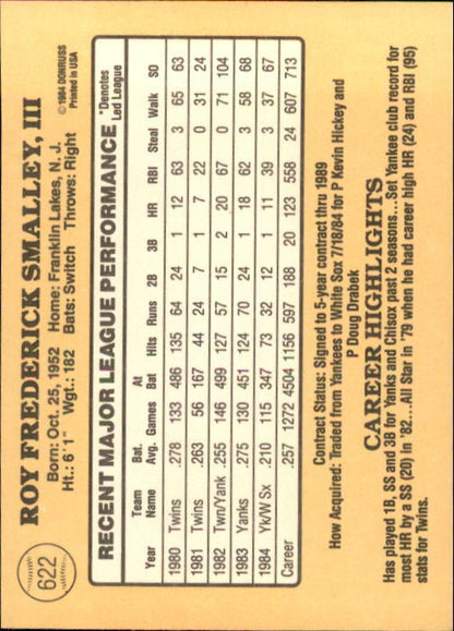 1985 Donruss #622 Roy Smalley - NM