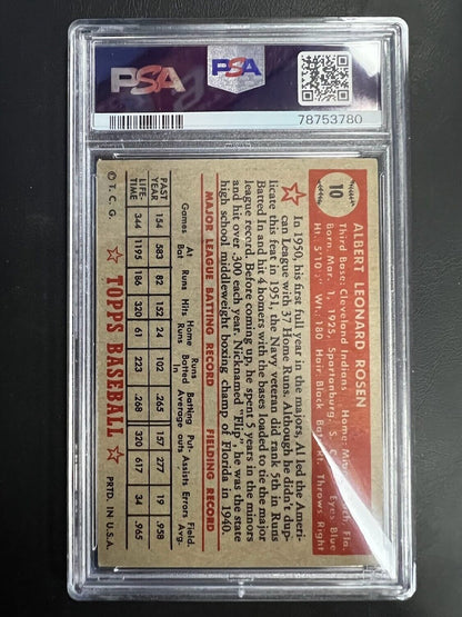 1952 Topps #10 Al Rosen PSA VG 3 Cleveland Indians vintage baseball card J