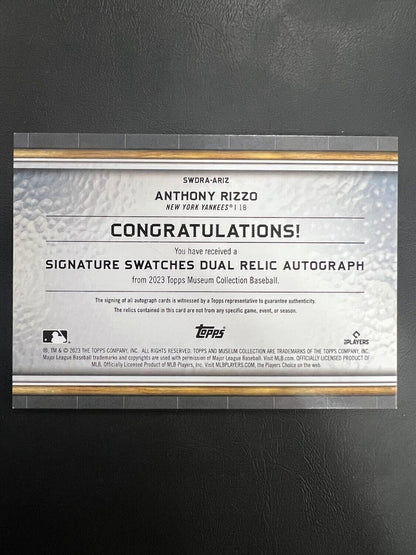Anthony Rizzo 2023 Topps Museum Collection Signature Swatches Dual Relic #Auto J