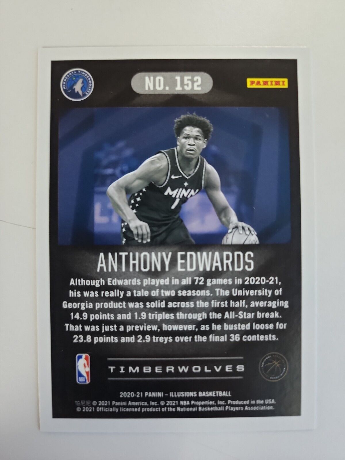2020-21 Panini Illusions Anthony Edwards Rookie RC Minnesota Timberwolves #152