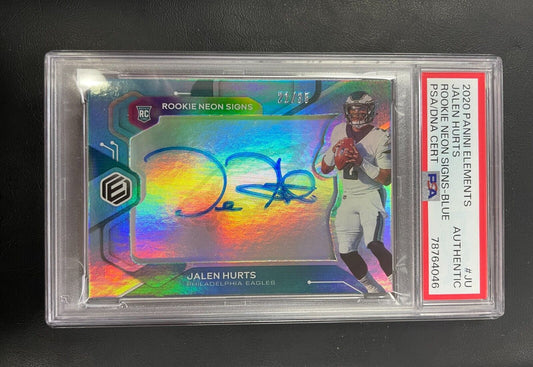 2020 Panini Elements Jalen Hurts Rookie RC Neon Signs Auto Blue PSA /35 Eagles