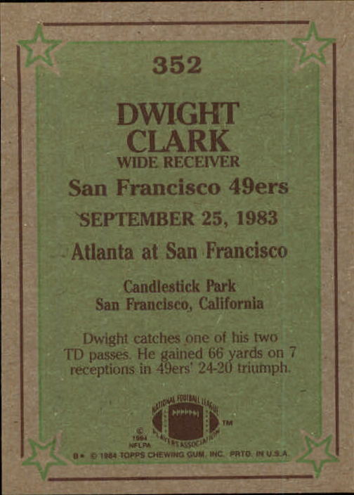 1984 Topps #352 Dwight Clark IR - NrMt+