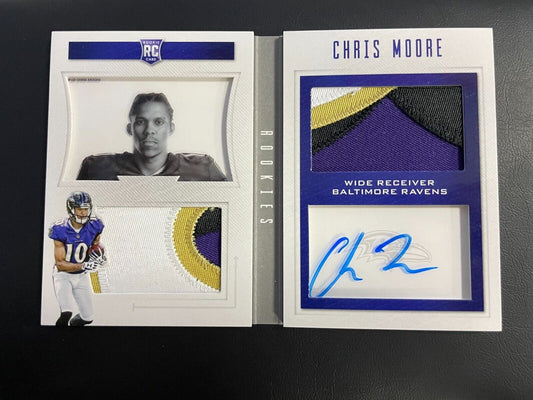 2016 Panini Playbook Chris Moore RC Auto 4-Color Dual Patch RPA /49