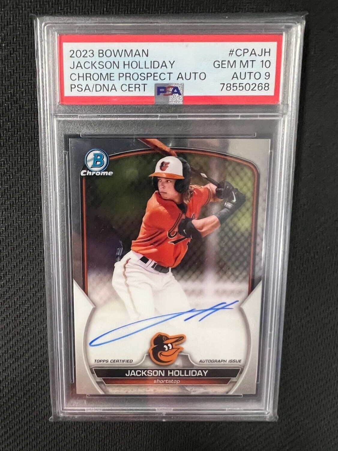 2023 Bowman Chrome Jackson Holliday #CPA-JH Prospect On Card Auto 