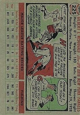 1956 Topps #225 Gil McDougald - Vg+