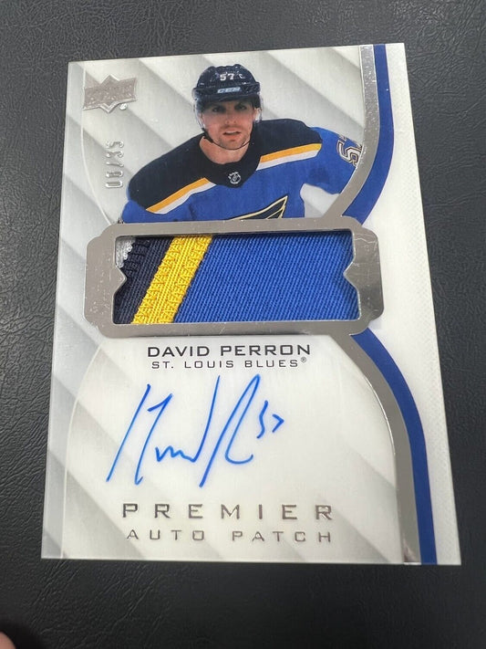 2020-21 Upper Deck Premier Acetate /35 David Perron #AV-DP 4 Color Patch Auto