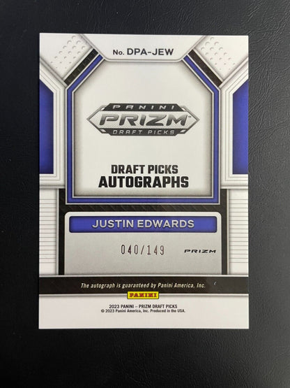 2023 Panini Prizm Draft Justin Edwards Red Auto /149