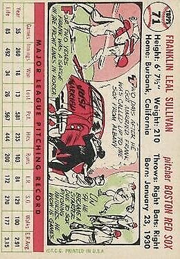 1956 Topps #71 Frank Sullivan - NM