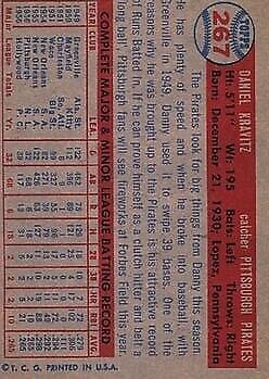 1957 Topps #267 Danny Kravitz RC - NM