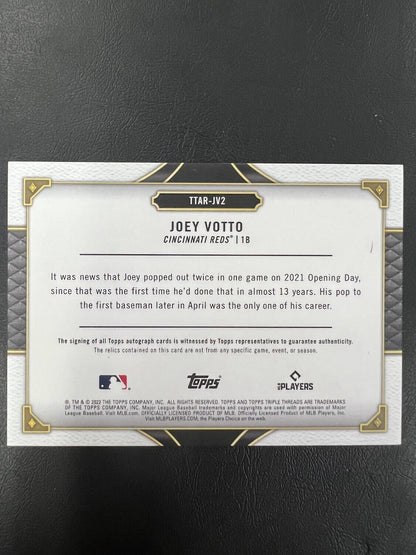 Joey Votto 2022 Topps Triple Threads Game Used Jersey & Bat Auto #/18 TTAR-JV2 J