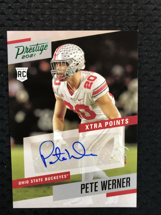 2021 PANINI CHRONICLES DRAFT PICKS #PS-PWE PETE WERNER PRESTIGE GREEN AUTO RC