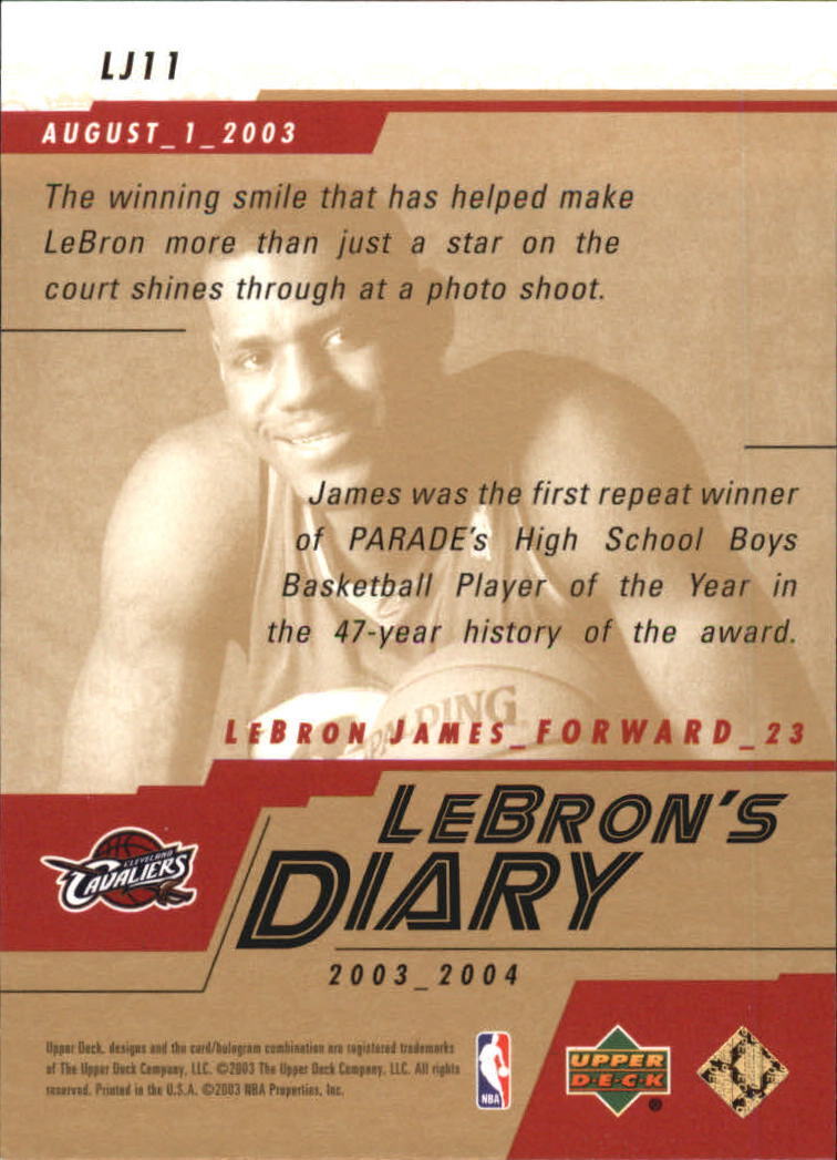 2003-04 Upper Deck LeBron's Diary #LJ11 LeBron James - NM