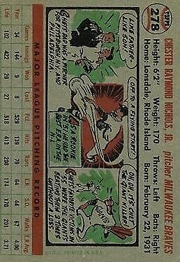 1956 Topps #278 Chet Nichols - NM