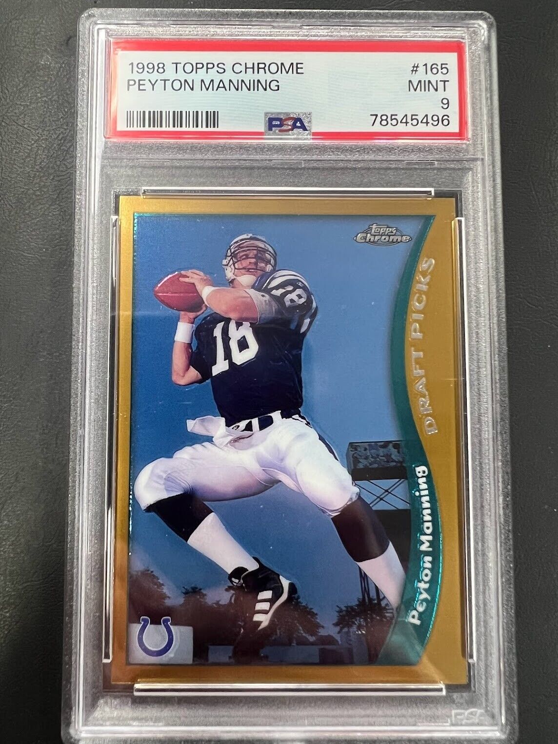 1998 Topps Chrome Peyton Manning Rookie Card RC #165 PSA 9