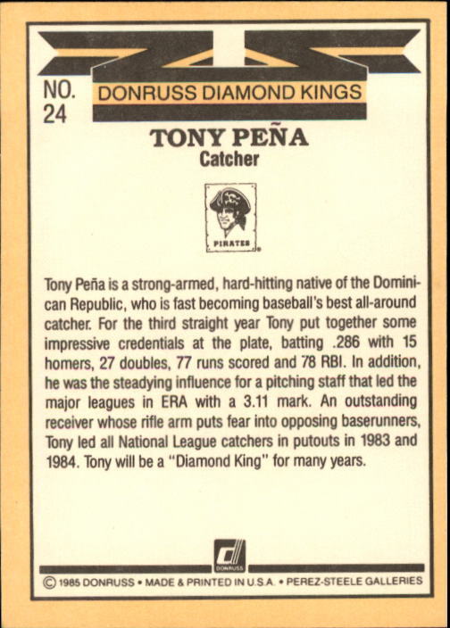 1985 Donruss #24 Tony Pena DK - NM