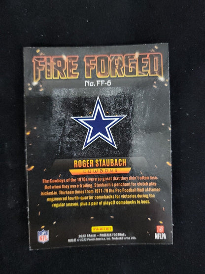 2022 Panini Phoenix Football Roger Staubach Fire Forged Dallas Cowboys