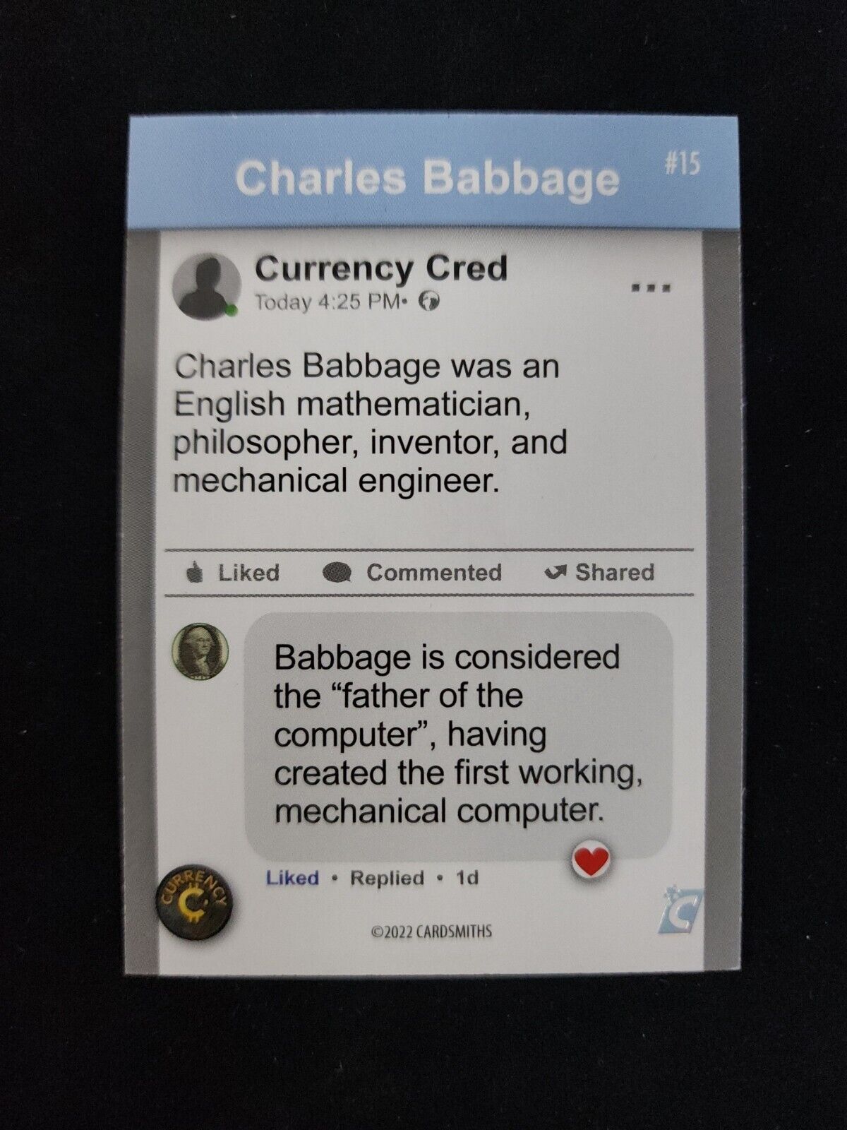 2022 Cardsmiths Currency 1st Edition #15 Charles Babbage Base