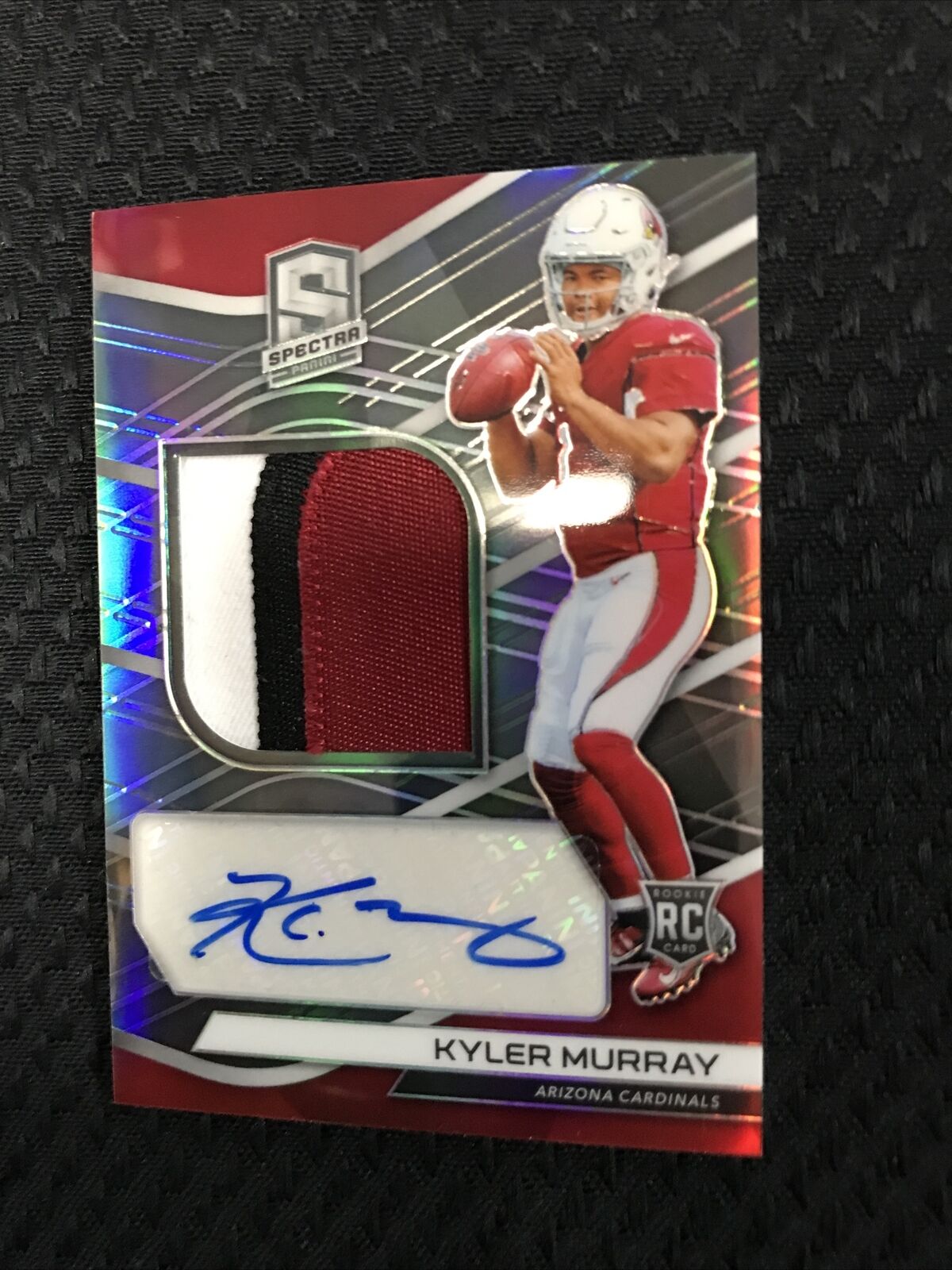 Kyler Murray 2019 Panini Spectra Silver Prizm Auto #/99 Jersey 3-Color Patch RC