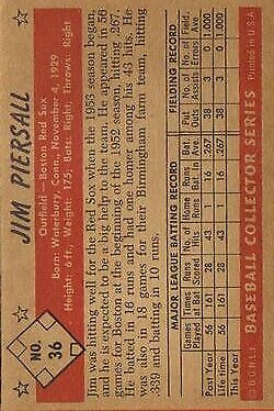 1953 Bowman Black and White #36 Jimmy Piersall - VG-EX