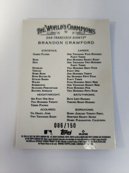 Brandon Crawford 2022 Allen & Ginter Chrome #52  Blue /150 Brandon Crawford