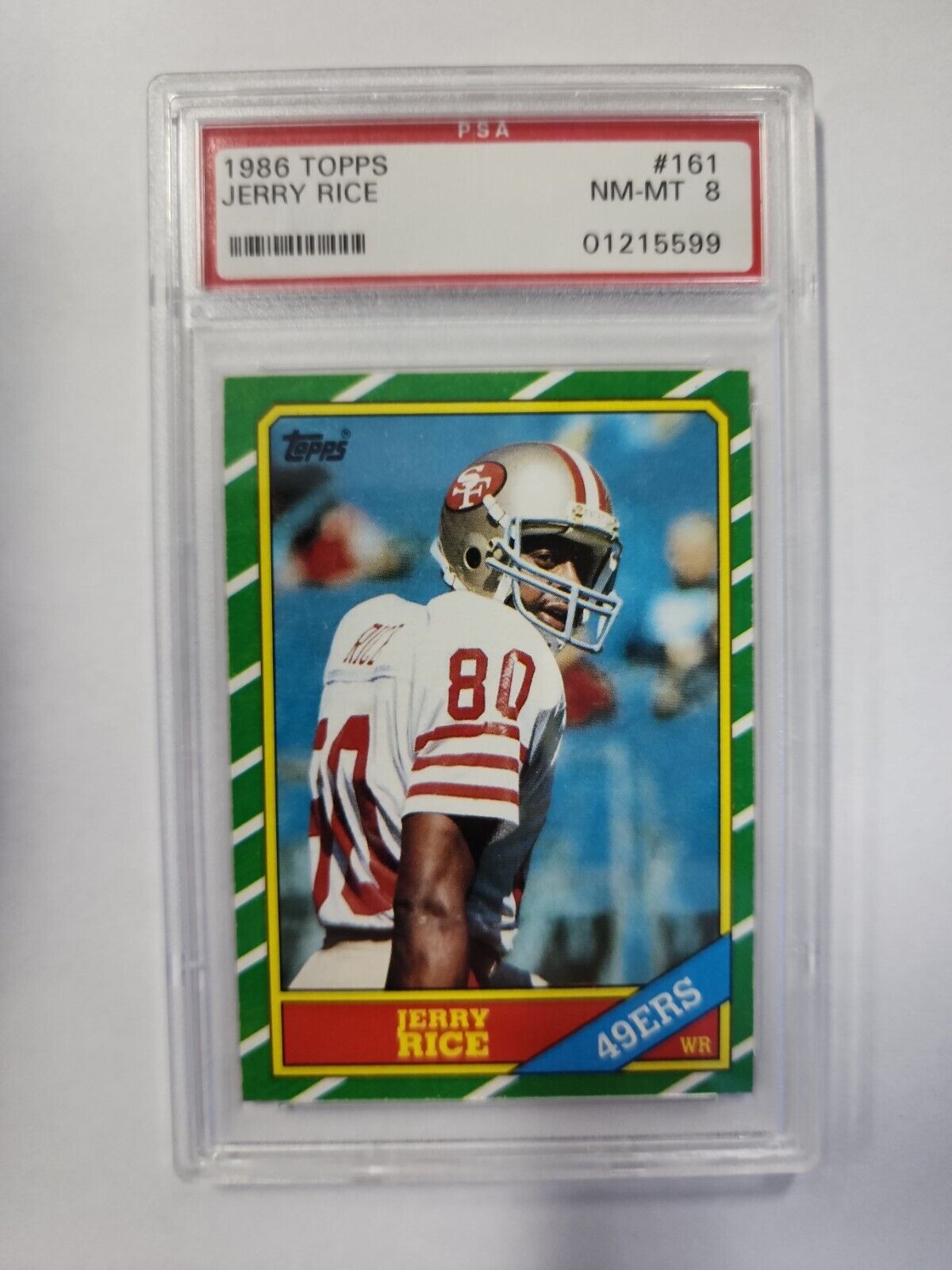 1986 Topps Jerry Rice Rookie RC #161 PSA 8 NM-MT 49ers