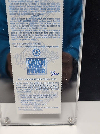 Nolan Ryan signed 1993 World Series phantom ticket /500 Retirement Year.!