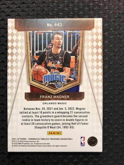 2021-22 Chronicles FRANZ WAGNER Timeless Treasures RC /249 Magic