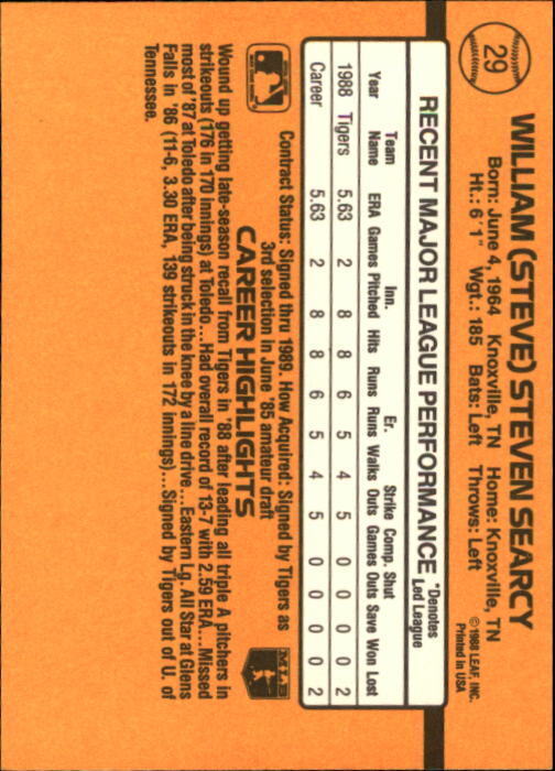 1989 Donruss #29 Steve Searcy RR - NM