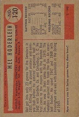 1954 Bowman #120 Mel Hoderlein RC - NM